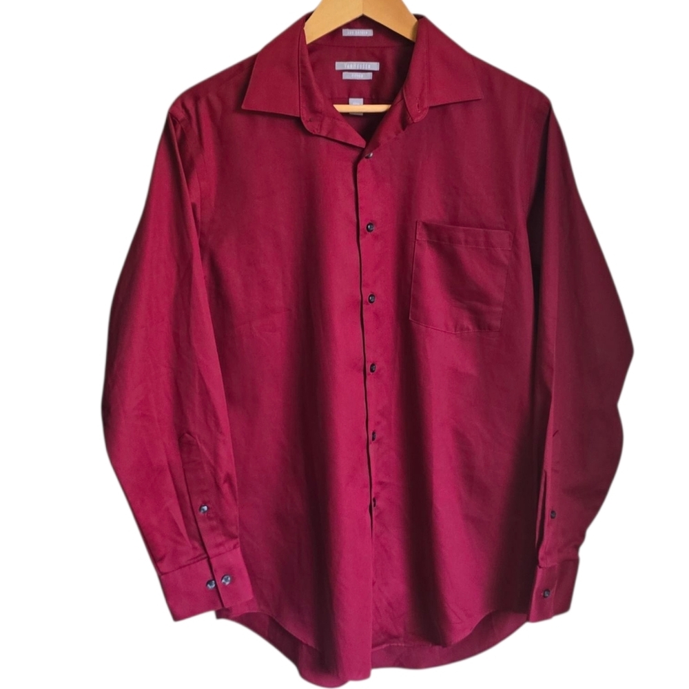 Van Heusen Lux Sateen Fitted Mens Long Sleeve Dress Shirt 15 1/2, 32/33